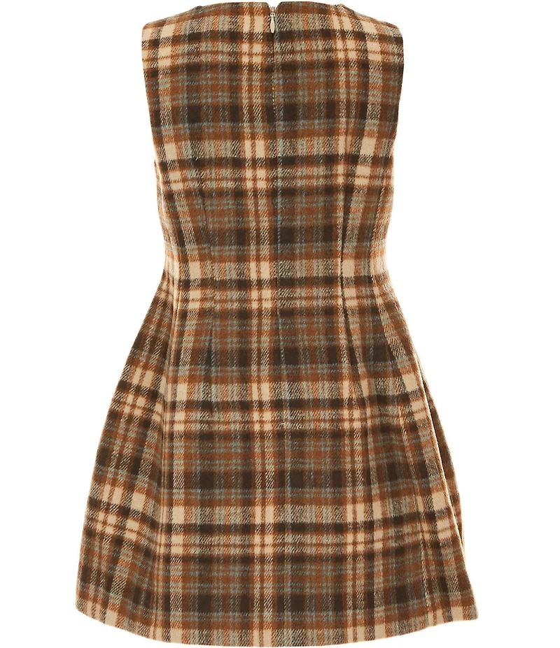 A Loves A Big Girls Plaid Bow Tie Mini Dress