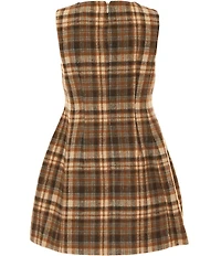 A Loves A Big Girls Plaid Bow Tie Mini Dress