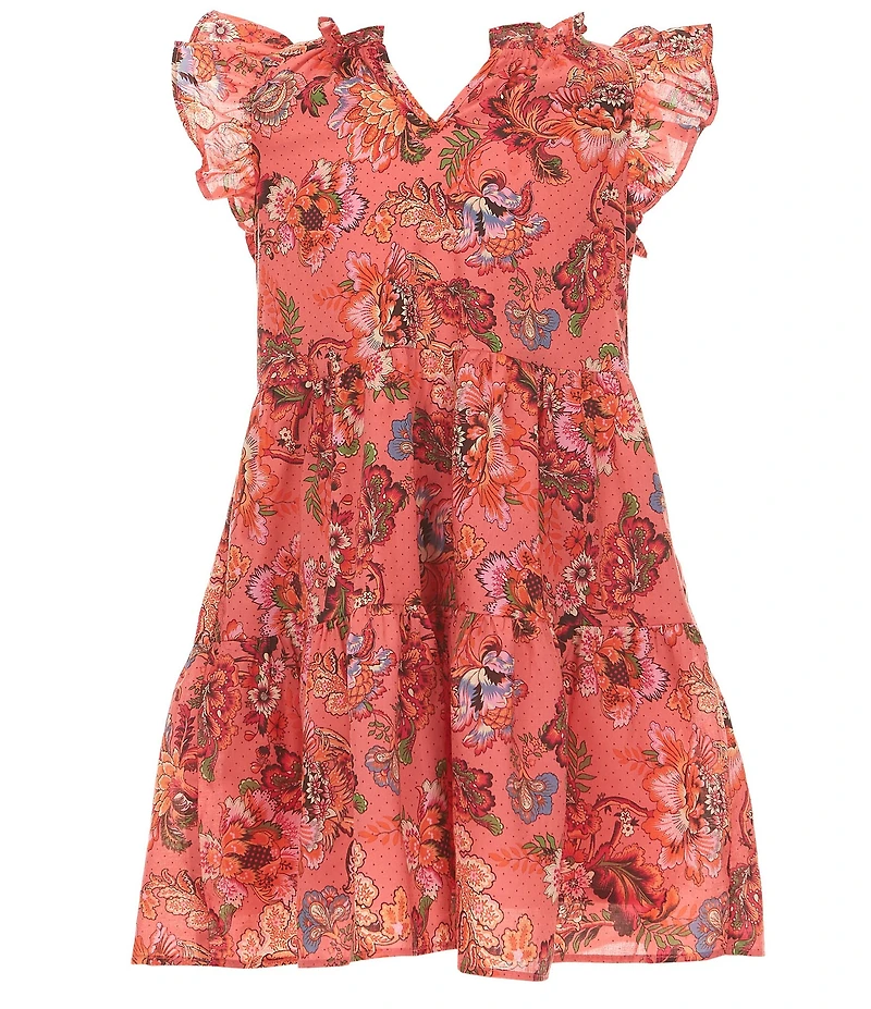 A Loves A Big Girls Print Tiered Ruffle Dress
