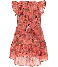 A Loves A Big Girls Print Tiered Ruffle Dress