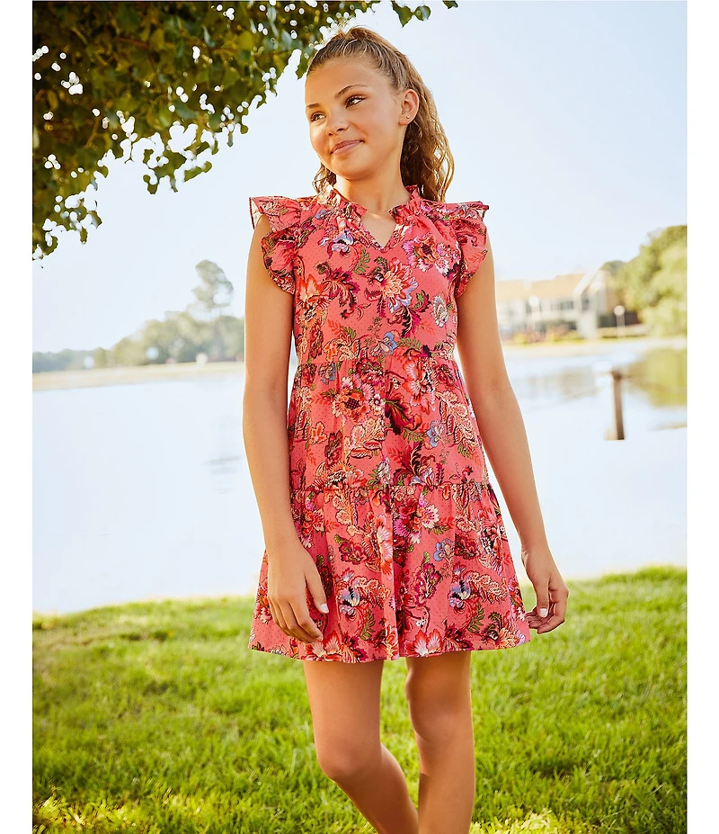 A Loves A Big Girls Print Tiered Ruffle Dress