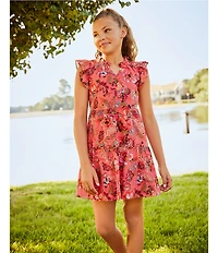 A Loves A Big Girls Print Tiered Ruffle Dress