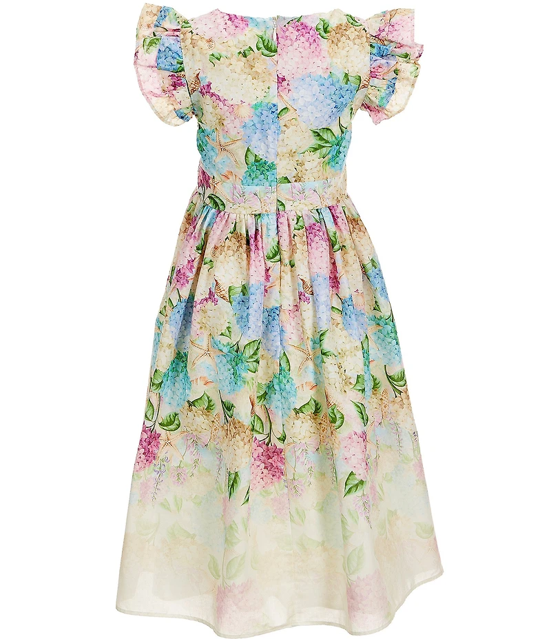 A Loves A Big Girls Printed V-Neck Ruffle Sleeveless A-Line Maxi Dress