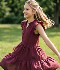 A Loves A Big Girls Pullover Ruffle Cap Sleeve A-Line Tiered Dress