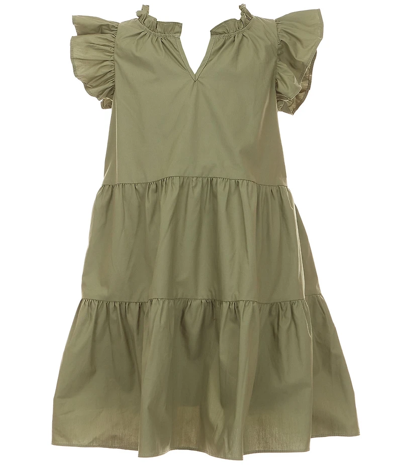 A Loves A Big Girls Ruffle Cap Sleeve Tiered Dress