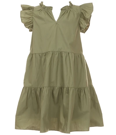 A Loves A Big Girls Ruffle Cap Sleeve Tiered Dress