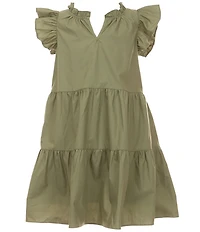 A Loves A Big Girls Ruffle Cap Sleeve Tiered Dress