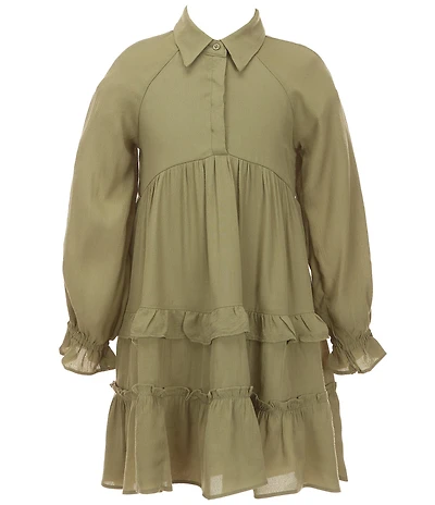 A Loves A Big Girls Ruffle Long Sleeve Tiered Dress