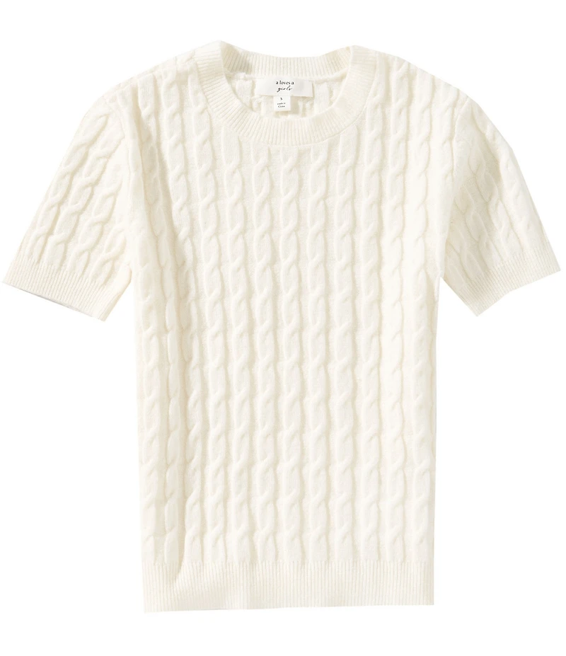 A Loves A Big Girls Short Sleeve Cable Knit Top