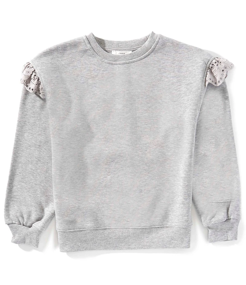 A Loves A Big Girls Short Sleeve Ruffle Shoulder Sweater