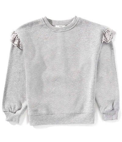 A Loves A Big Girls Short Sleeve Ruffle Shoulder Sweater