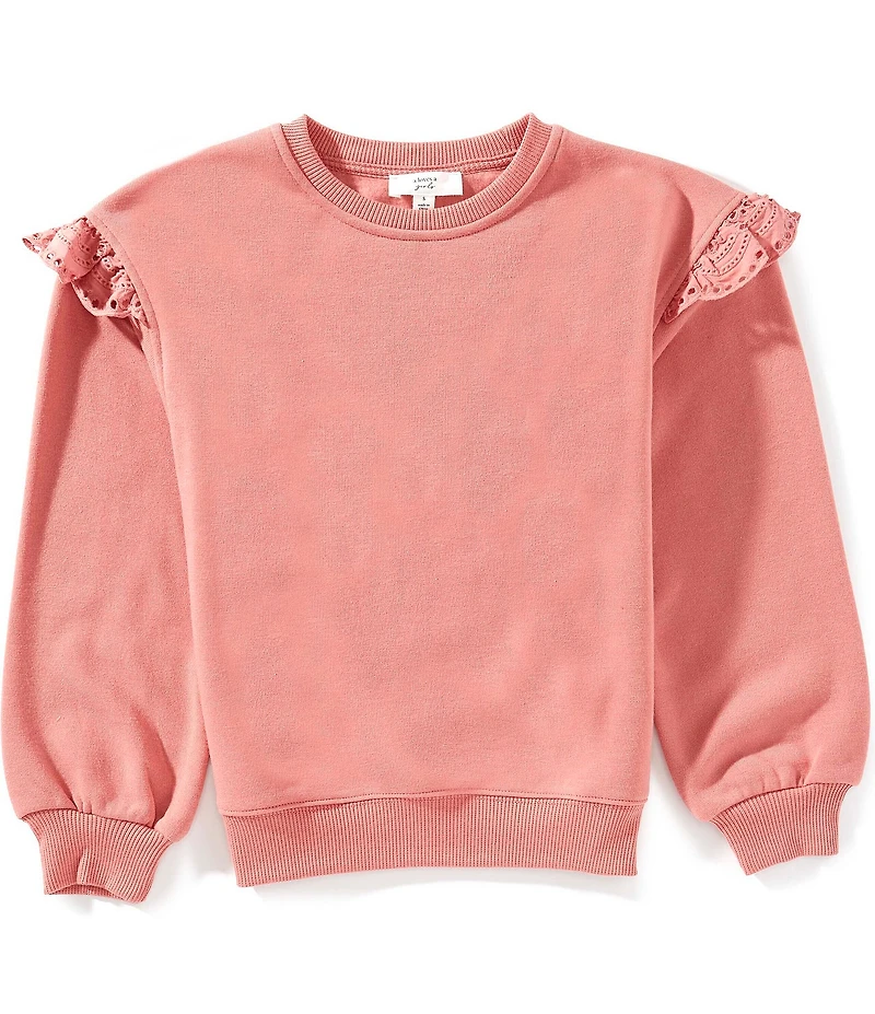 A Loves A Big Girls Short Sleeve Ruffle Shoulder Sweater