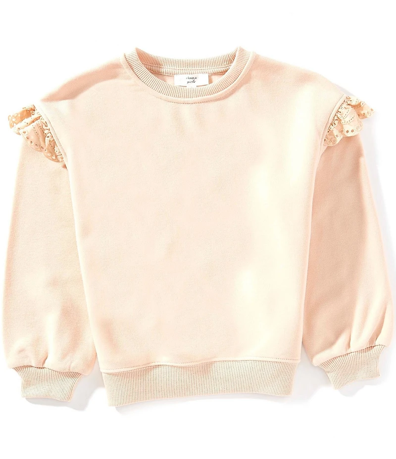 A Loves A Big Girls Short Sleeve Ruffle Shoulder Sweater