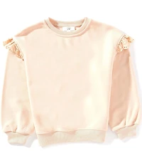 A Loves A Big Girls Short Sleeve Ruffle Shoulder Sweater