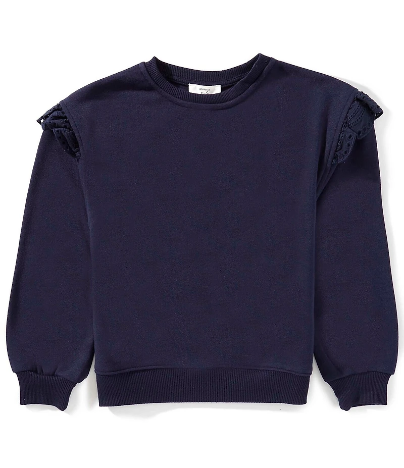 A Loves A Big Girls Short Sleeve Ruffle Shoulder Sweater