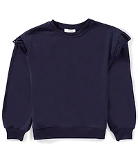 A Loves A Big Girls Short Sleeve Ruffle Shoulder Sweater