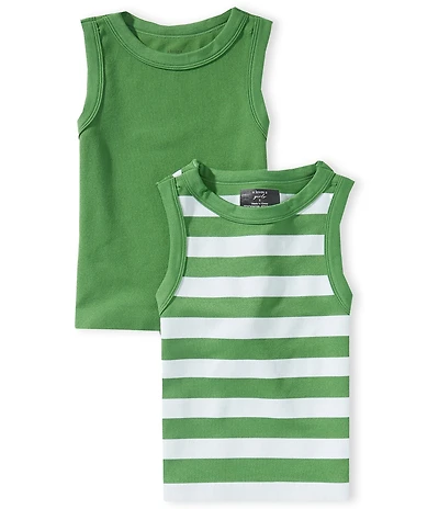 A Loves A Big Girls Sleeveless Seamless Stripe Tank Top 2-Pack