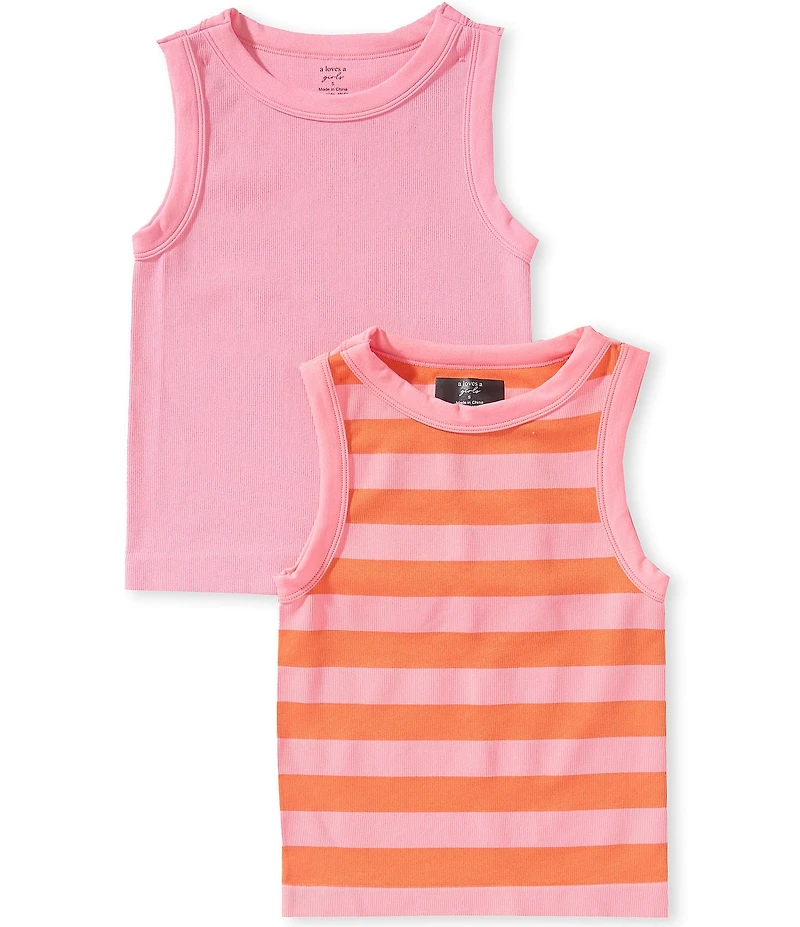 A Loves A Big Girls Sleeveless Seamless Stripe Tank Top 2-Pack