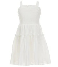 A Loves A Big Girls Square Neck Sleeveless Smocked A-Line Dress