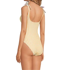 A Loves A Botanical Frames Reversible Tie Shoulder Bandeau One Piece Swimsuit