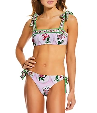 A Loves A Botanical Plates Reversible Tie Side Bow Detail Hipster Swim Bottom
