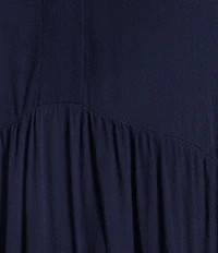 A Loves A Button Down Collar Short Balloon Cuff Sleeve Tiered Waistless Midi Shirt Dress