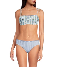 A Loves A Chevron Flower Reversible Embroidered Tie Shoulder Bandeau Swim Top