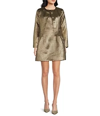 A Loves A Coated Metallic Crew Neck Sleeveless A-Line Mini Coordinating Dress