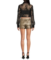 A Loves A Coated Metallic High Rise Flat Front Coordinating Mini Shorts