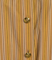 A Loves A Coordinating Pinstripe Point Collar Long Sleeve Button Front Cropped Bubble Hem Shirt