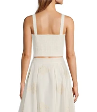 A Loves A Woven Embroidered Sleeveless Tank Strap Sweetheart Neckline Cropped Coordinating Bralette Top