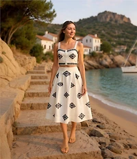 A Loves A Woven Embroidered Sleeveless Tank Strap Sweetheart Neckline Cropped Coordinating Bralette Top