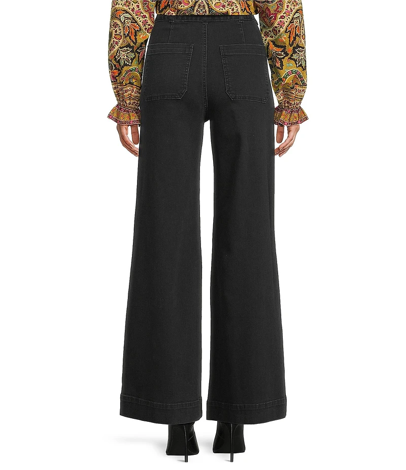 A Loves A Denim High Rise Tie Belt Waist Wide Straight Leg Jeans