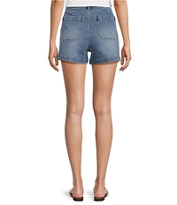 A Loves A Denim Mid Rise Patch Front Pocket Shorts