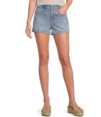 A Loves A Denim Mid Rise Patch Front Pocket Shorts