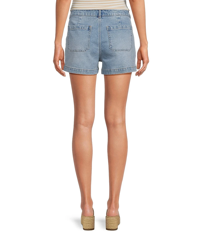 A Loves A Denim Mid Rise Patch Front Pocket Shorts