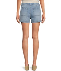 A Loves A Denim Mid Rise Patch Front Pocket Shorts