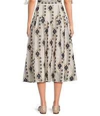 A Loves A Embroidered High Rise A-Line Woven Midi Skirt
