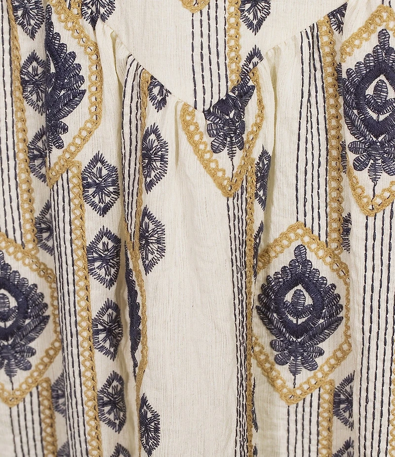 A Loves A Embroidered High Rise A-Line Woven Midi Skirt
