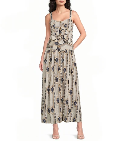 A Loves A Embroidered Sweetheart Neck Sleeveless Button Front A-Line Maxi Dress