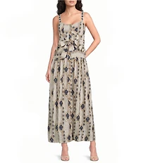 A Loves A Embroidered Sweetheart Neck Sleeveless Button Front A-Line Maxi Dress