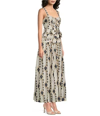 A Loves A Embroidered Sweetheart Neck Sleeveless Button Front A-Line Maxi Dress