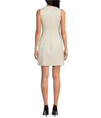 A Loves A Faux Suede Bow Front Round Neck Sleeveless A-Line Mini Dress