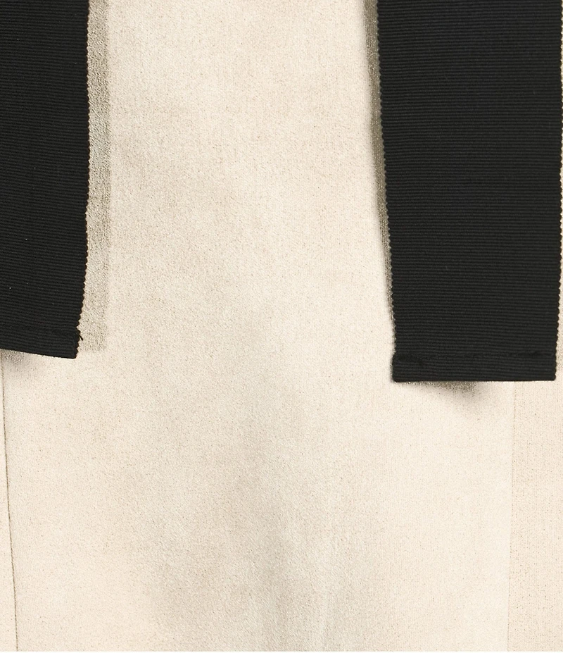 A Loves A Faux Suede Bow Front Round Neck Sleeveless A-Line Mini Dress