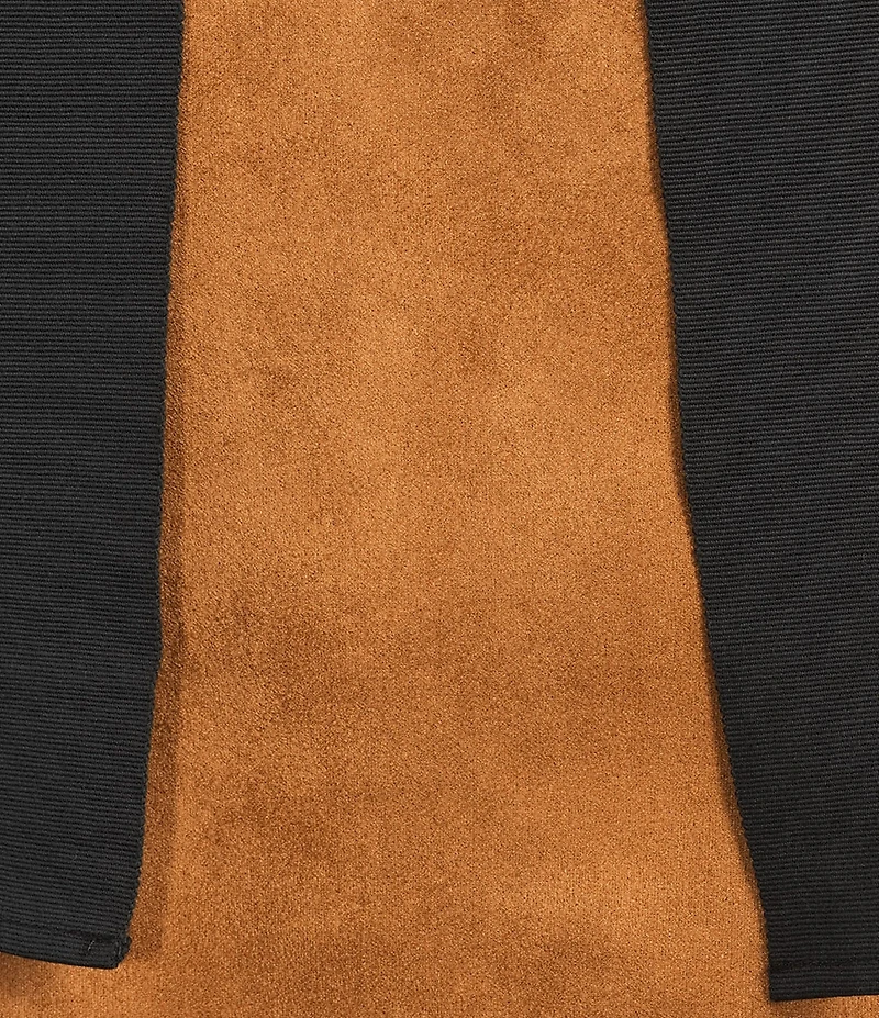 A Loves A Faux Suede Bow Front Round Neck Sleeveless A-Line Mini Dress