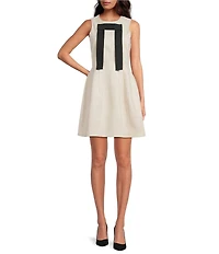 A Loves A Faux Suede Bow Front Round Neck Sleeveless A-Line Mini Dress