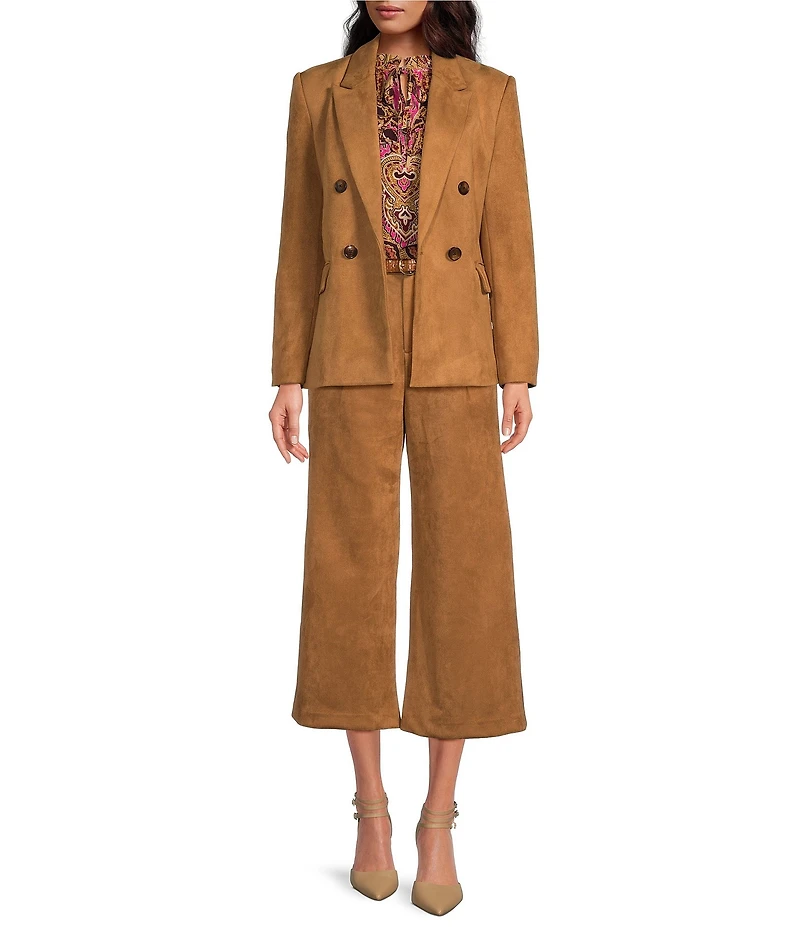 A Loves A Faux Suede Double Breasted Coordinating Blazer