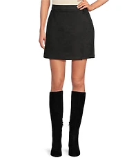 A Loves A Faux Suede High Rise Wrap Front A-Line Mini Skirt