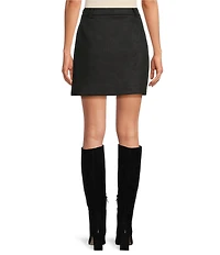A Loves A Faux Suede High Rise Wrap Front A-Line Mini Skirt