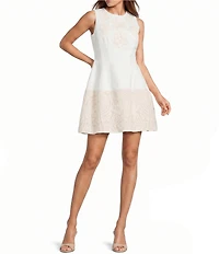 A Loves A Floral Embroidery High Round Neck Sleeveless A-Line Mini Dress